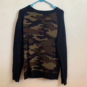 Black sweater with army/camo print